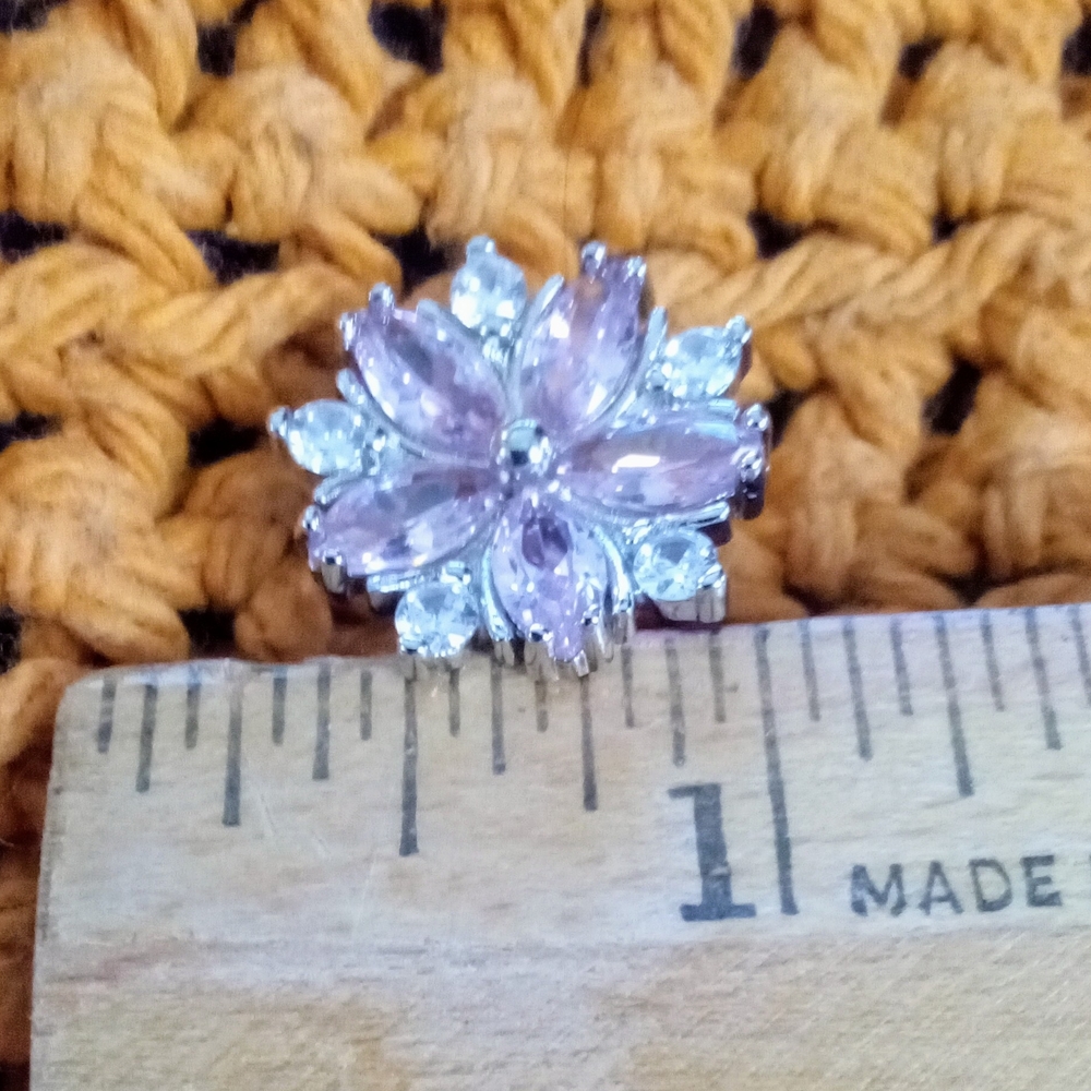 Silver and Pink Snowflake Earrings with Sparkling Design - Picture 4 of 4
